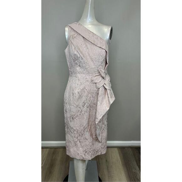 Teri Jon by Rickie Freeman Jacquard One-Shoulder Cocktail Dress Size 8 $590 - Picture 5 of 11